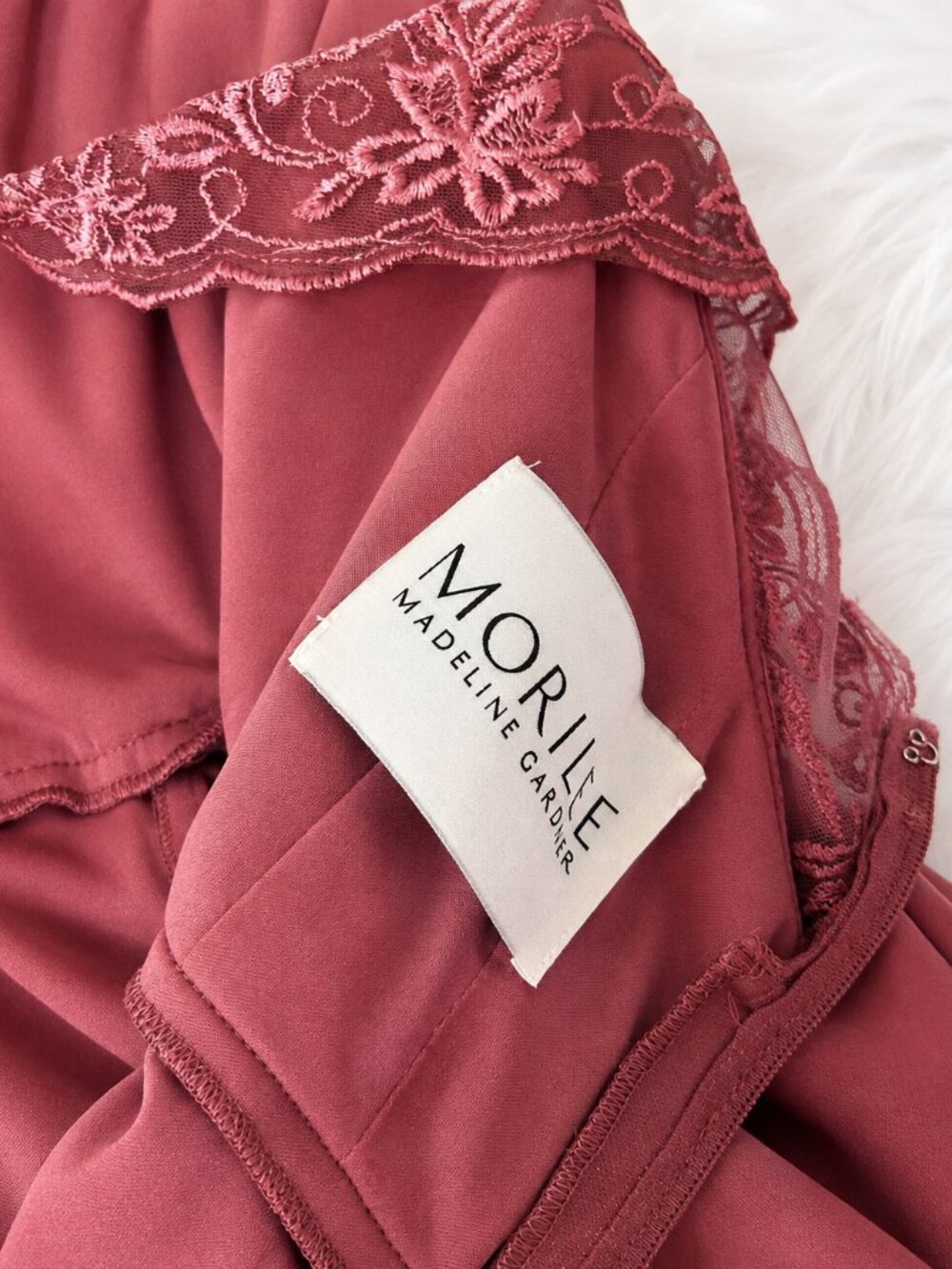 Mori Lee Madeline Gardner 21656 Dusty Rose Chiffon Bridesmaid Dress Size 10 READ - Picture 9 of 10